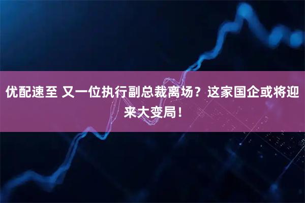优配速至 又一位执行副总裁离场？这家国企或将迎来大变局！